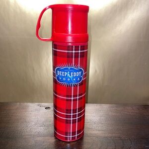 NWOT Deep Eddy Vodka Thermal Bottle Stainless Steel Red Plaid 16 ounce